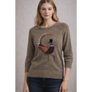 Jack Wills Lambswool Pheasant Sweater Women’s US 4 Brown Crewneck Knit Preppy